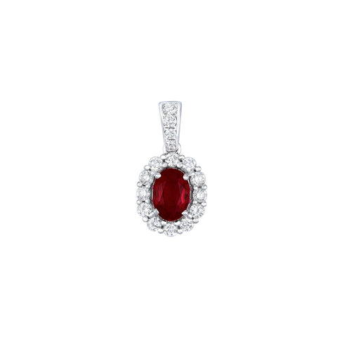 Ruby and Diamond Pendant and Chain-Ruby and Diamond Pendant and Chain - RNNEL00265