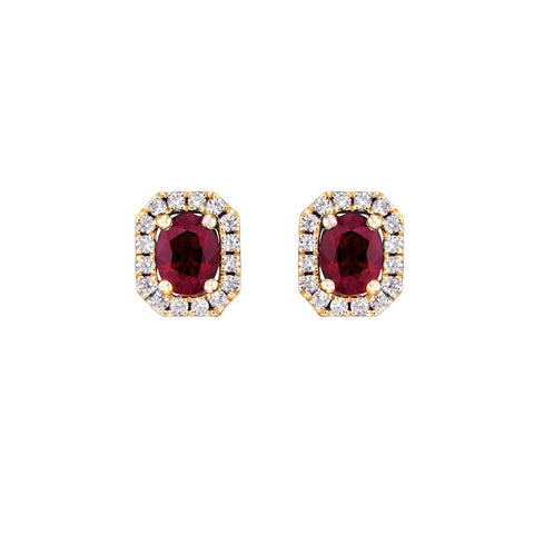 Ruby and Diamond Stud Earrings-Ruby and Diamond Stud Earrings - RENEL00166