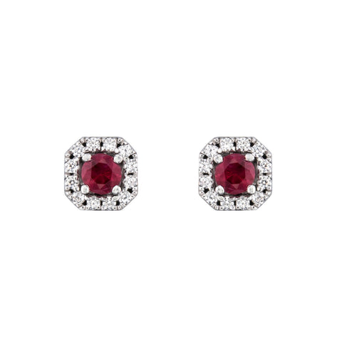 Ruby and Diamond Stud Earrings-Ruby and Diamond Stud Earrings - RENEL00208