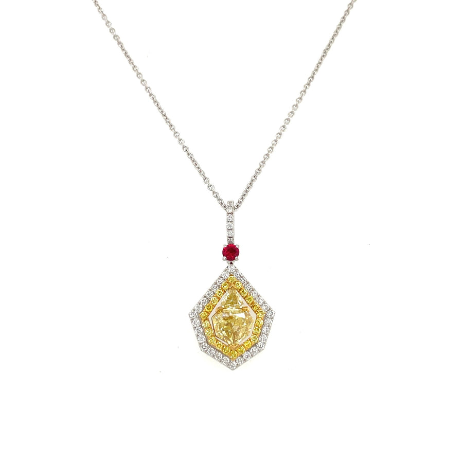 Ruby and Yellow Diamond Necklace - DNUJD00414