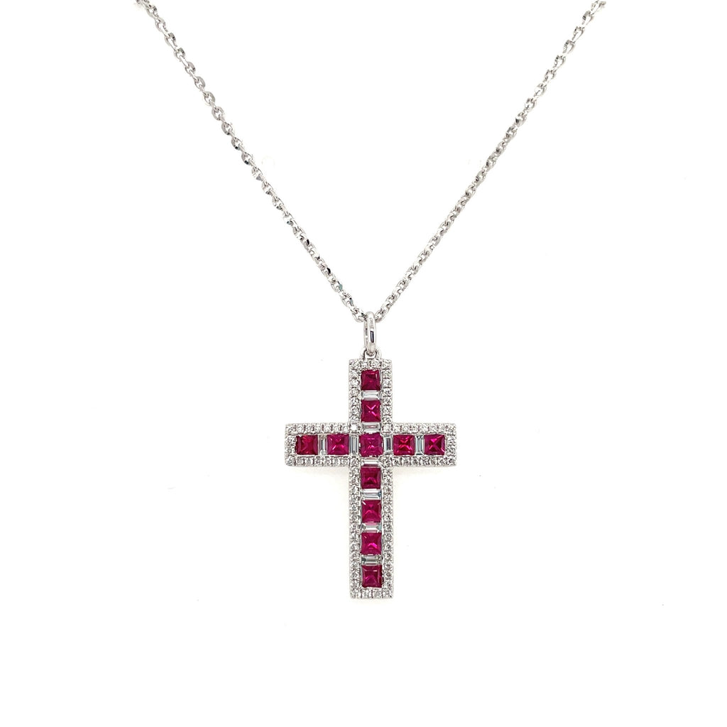 Ruby diamond cross pendant Clearance