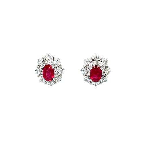 Ruby Diamond Earrings-Ruby Diamond Earrings -
