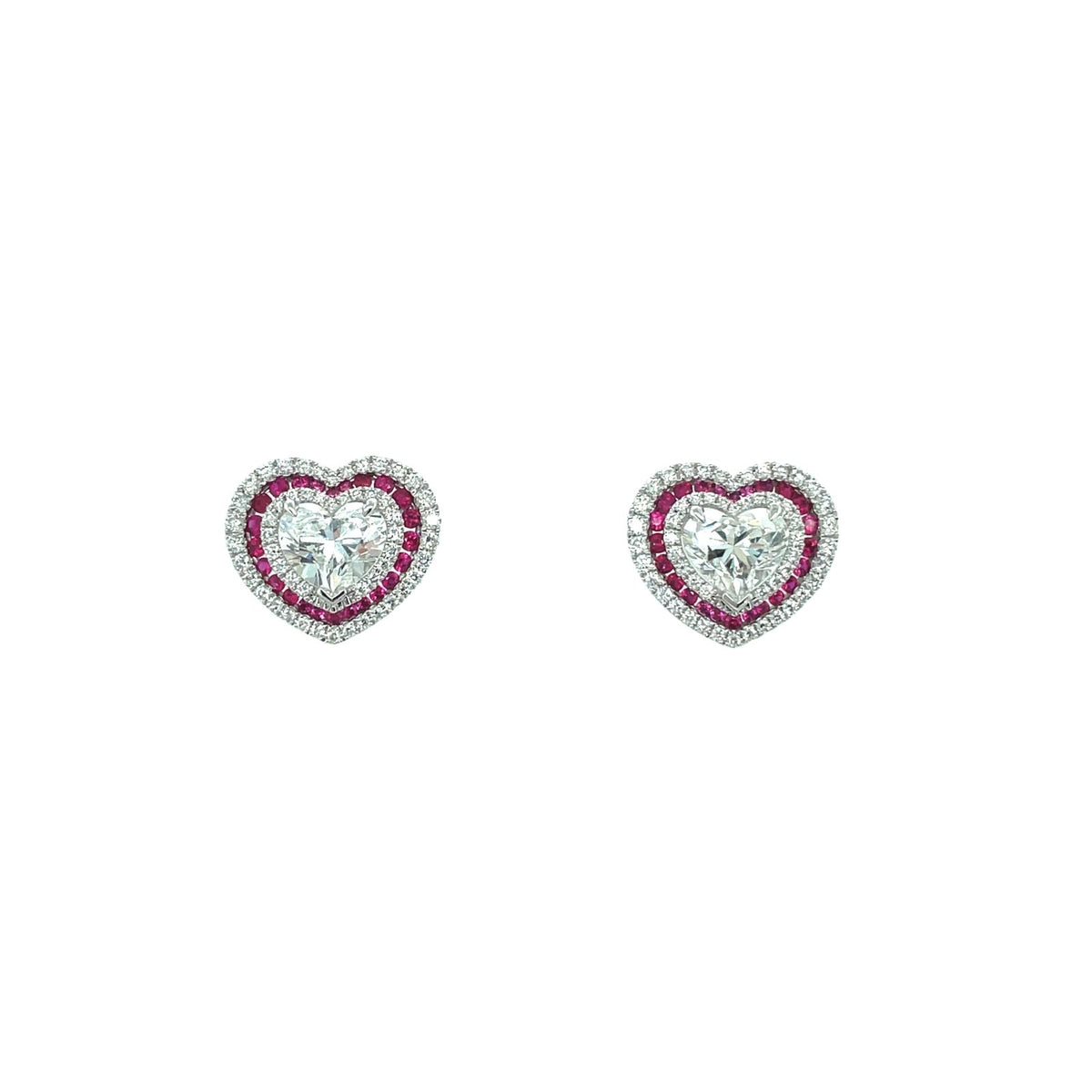 Ruby Diamond Heart Earrings - REUJD00166