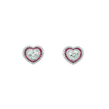 Ruby Diamond Heart Earrings - REUJD00166