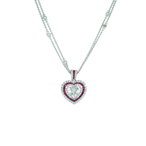 Ruby Diamond Heart Necklace - RNUJD00174