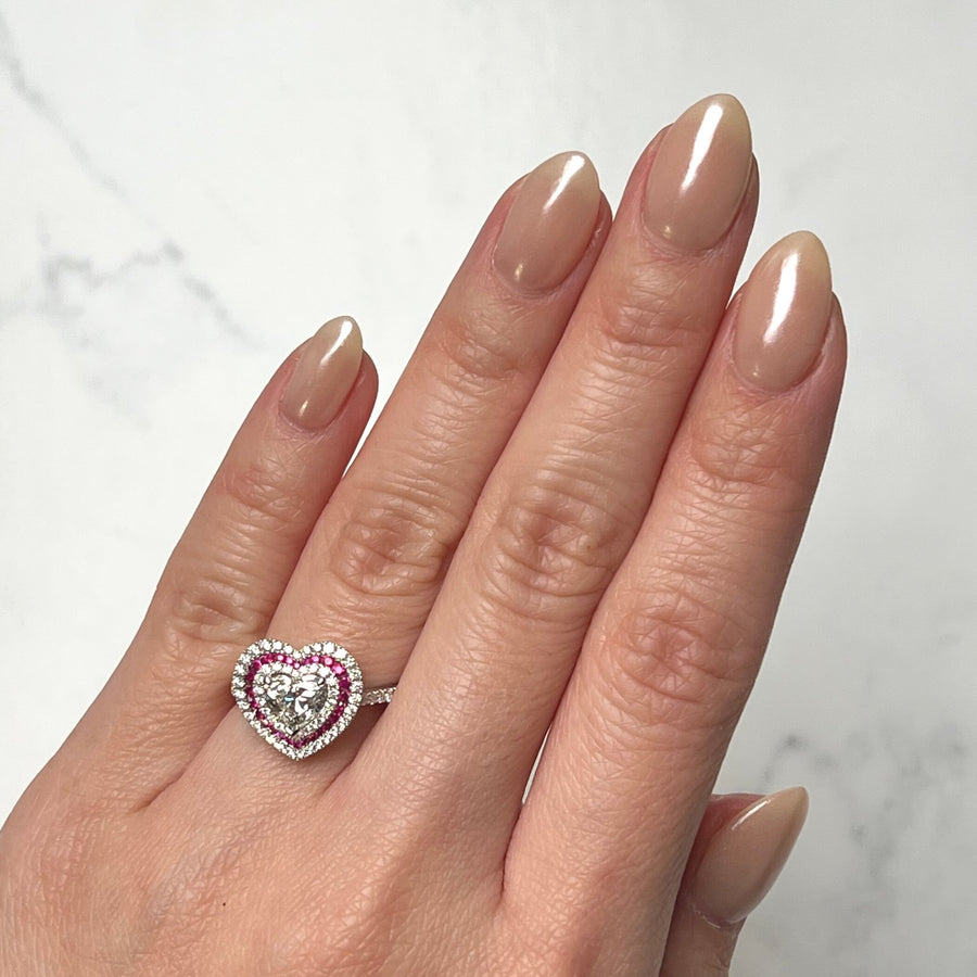 Ruby Diamond Heart Ring - RRUJD00232