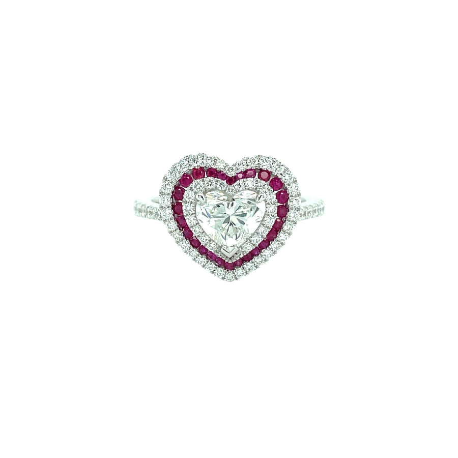 Ruby Diamond Heart Ring - RRUJD00232