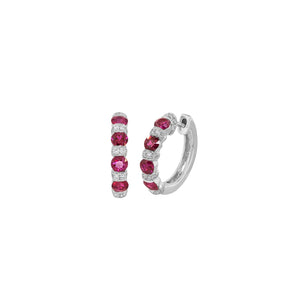 Ruby Diamond Hoop Earrings-Ruby Diamond Hoop Earrings - E6232-R