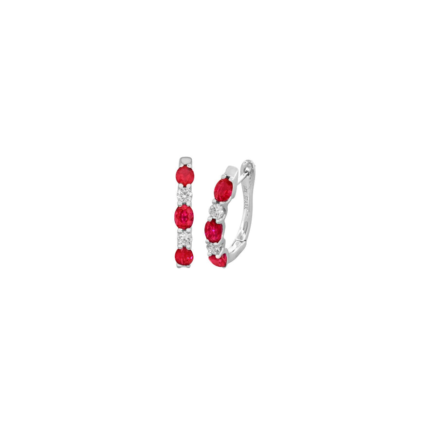 Ruby Diamond Hoop Earrings - E6373-R