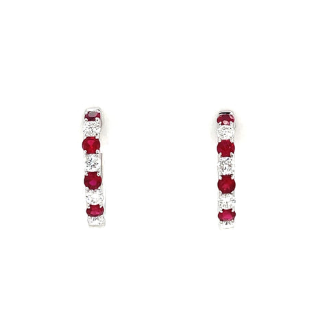 Ruby Diamond Hoop Earrings-Ruby Diamond Hoop Earrings - REEDW00356