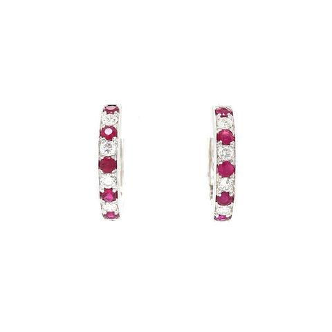 Ruby Diamond Hoop Earrings-Ruby Diamond Hoop Earrings - REEDW00398