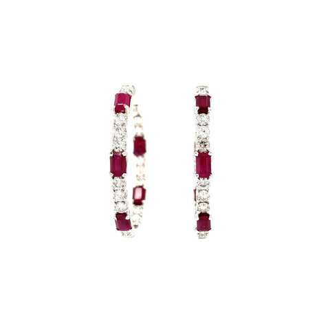 Ruby Diamond Hoop Earrings-Ruby Diamond Hoop Earrings - REHEE00125