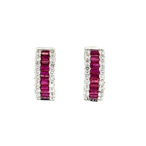 Ruby Diamond Hoop Earrings-Ruby Diamond Hoop Earrings - REHEE00133