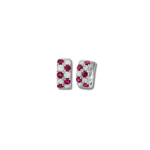 Ruby Diamond Huggie Earrings-Ruby Diamond Huggie Earrings - RESPK00109