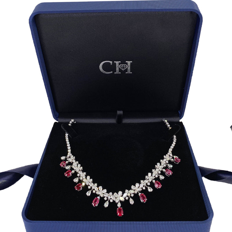 Ruby Diamond Necklace-Ruby Diamond Necklace - RNEDW00315