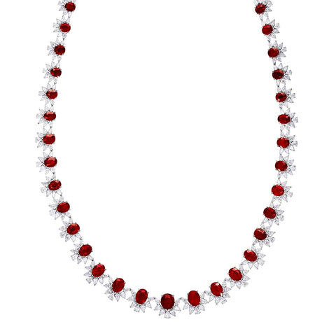 Ruby Diamond Necklace-Ruby Diamond Necklace - RNNEL00208