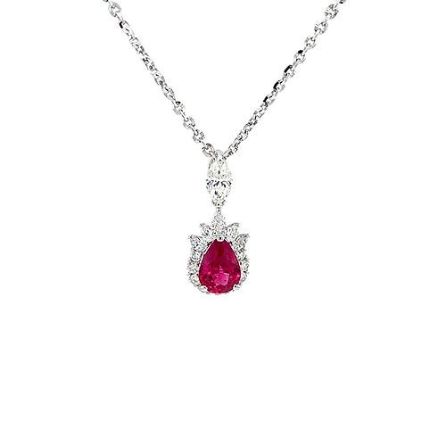 Ruby Diamond Pendant and Chain-Ruby Diamond Pendant and Chain -
