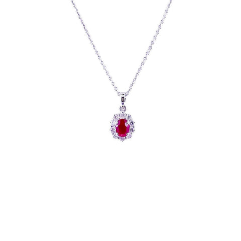 Ruby Diamond Pendant and Chain-Ruby Diamond Pendant and Chain -