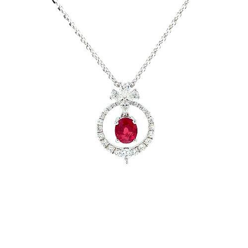 Ruby Diamond Pendant and Chain -
