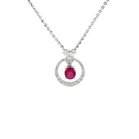 Ruby Diamond Pendant and Chain-Ruby Diamond Pendant and Chain - RNEDW00299