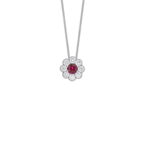 Ruby Diamond Pendant and Chain-Ruby Diamond Pendant and Chain - RNSPK00117