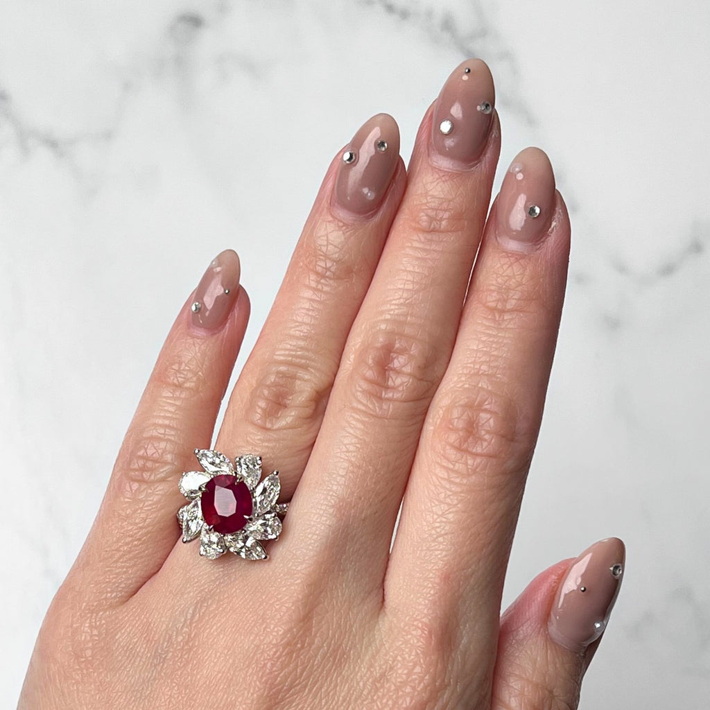 14k White Gold Ruby & Diamond Ring | CCR983-W | Valina Fine Jewelry