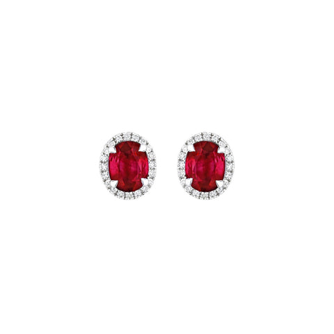 Ruby Diamond Stud Earrings-Ruby Diamond Stud Earrings - RENEL00224