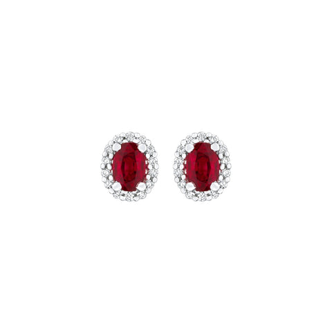 Ruby Diamond Stud Earrings-Ruby Diamond Stud Earrings - RENEL00232