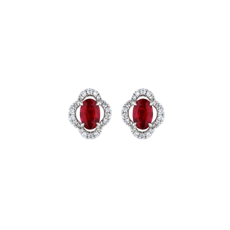 Ruby Diamond Stud Earrings-Ruby Diamond Stud Earrings - RENEL00240