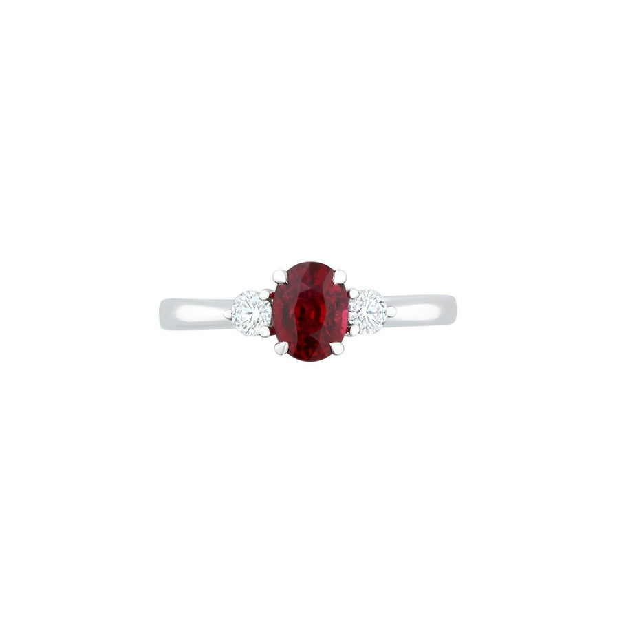 Ruby Diamond Three Stone Ring - RRNEL00307