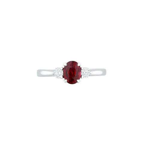 Ruby Diamond Three Stone Ring - RRNEL00307