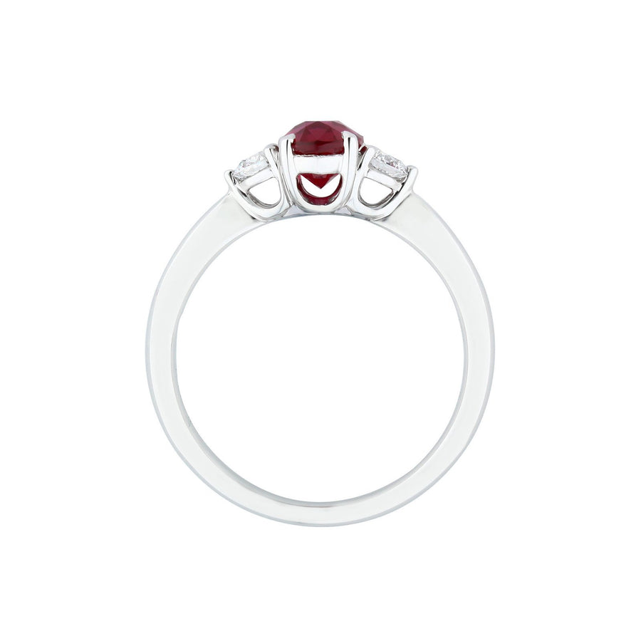 Ruby Diamond Three Stone Ring - RRNEL00307