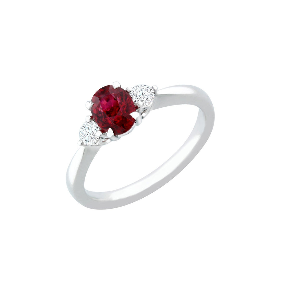 Ruby Diamond Three Stone Ring - RRNEL00307