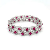 Ruby Diamond Two Row Bracelet-Ruby Diamond Two Row Bracelet - RBNEL00133