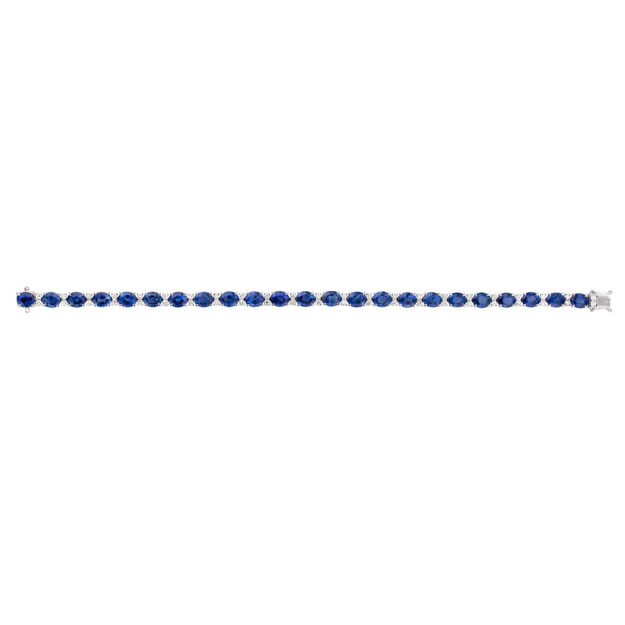 Oval Brilliant Cut Blue Sapphire and Diamond Accent Line Bracelet