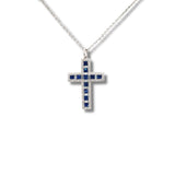 Sapphire and Diamond Cross Pendant and Chain-Sapphire and Diamond Cross Pendant and Chain - SNTIJ00539