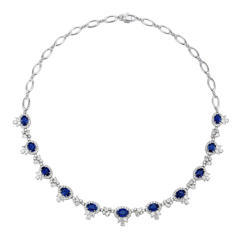 Sapphire and Diamond Necklace-Sapphire and Diamond Necklace - SNNEL00133