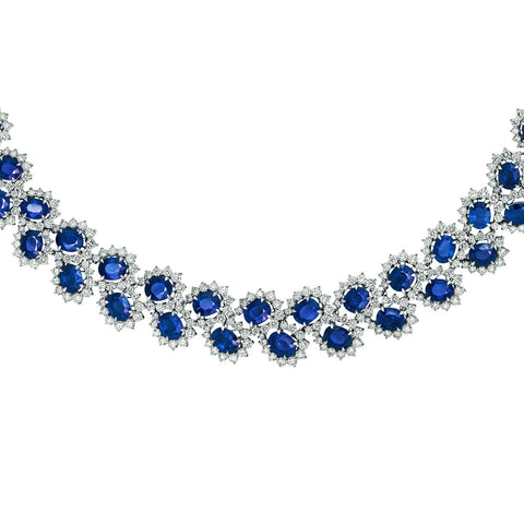 Sapphire and Diamond Necklace-Sapphire and Diamond Necklace - SNNEL00257