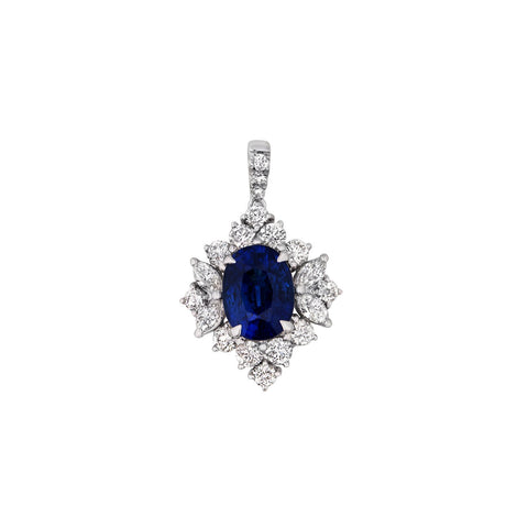Sapphire and Diamond Pendant and Chain-Sapphire and Diamond Pendant and Chain - SNNEL00166