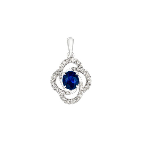 Sapphire and Diamond Pendant and Chain-Sapphire and Diamond Pendant and Chain - SNNEL00224