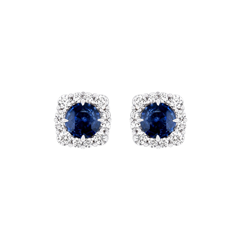 Sapphire and Diamond Stud Earrings-Sapphire and Diamond Stud Earrings - SENEL00190
