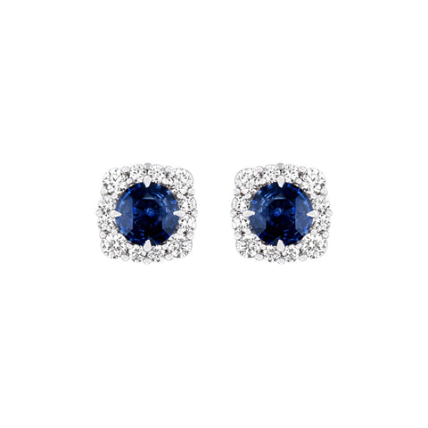 Sapphire and Diamond Stud Earrings-Sapphire and Diamond Stud Earrings - SENEL00190