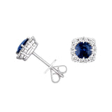 Sapphire and Diamond Stud Earrings-Sapphire and Diamond Stud Earrings - SENEL00190