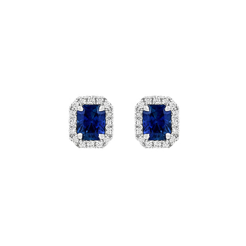 Sapphire and Diamond Stud Earrings - SENEL00208