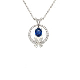 Sapphire Circle Diamond Necklace-Sapphire Circle Diamond Necklace - SNEDW00430
