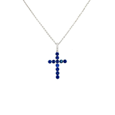 Sapphire Cross Necklace-Sapphire Cross Necklace - SNTIJ00497