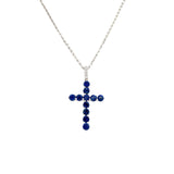 Sapphire Cross Necklace-Sapphire Cross Necklace - SNTIJ00513