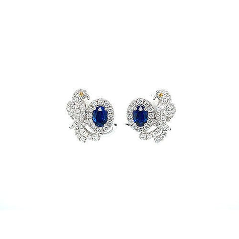 Sapphire Diamond Bird Earrings-Sapphire Diamond Bird Earrings - SETIJ00737