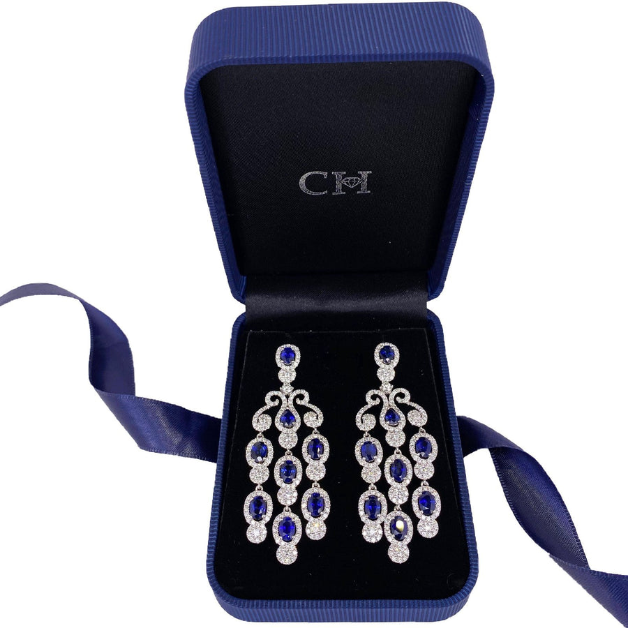Sapphire Diamond Chandelier Earrings -