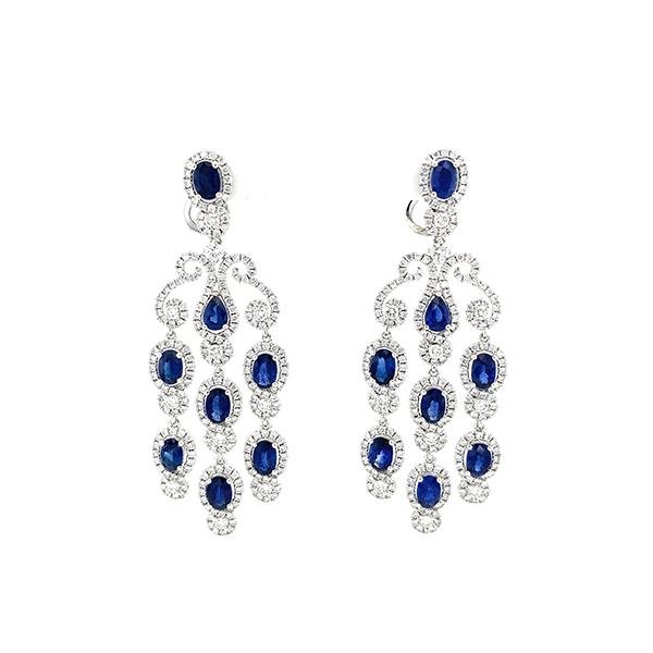 Sapphire Diamond Chandelier Earrings -